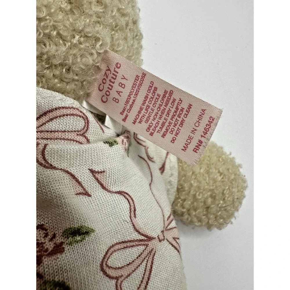 Cozy‎ Couture Baby Teddy Bear Plush Pink Ribbon Flower Shirt Stuffed Animal